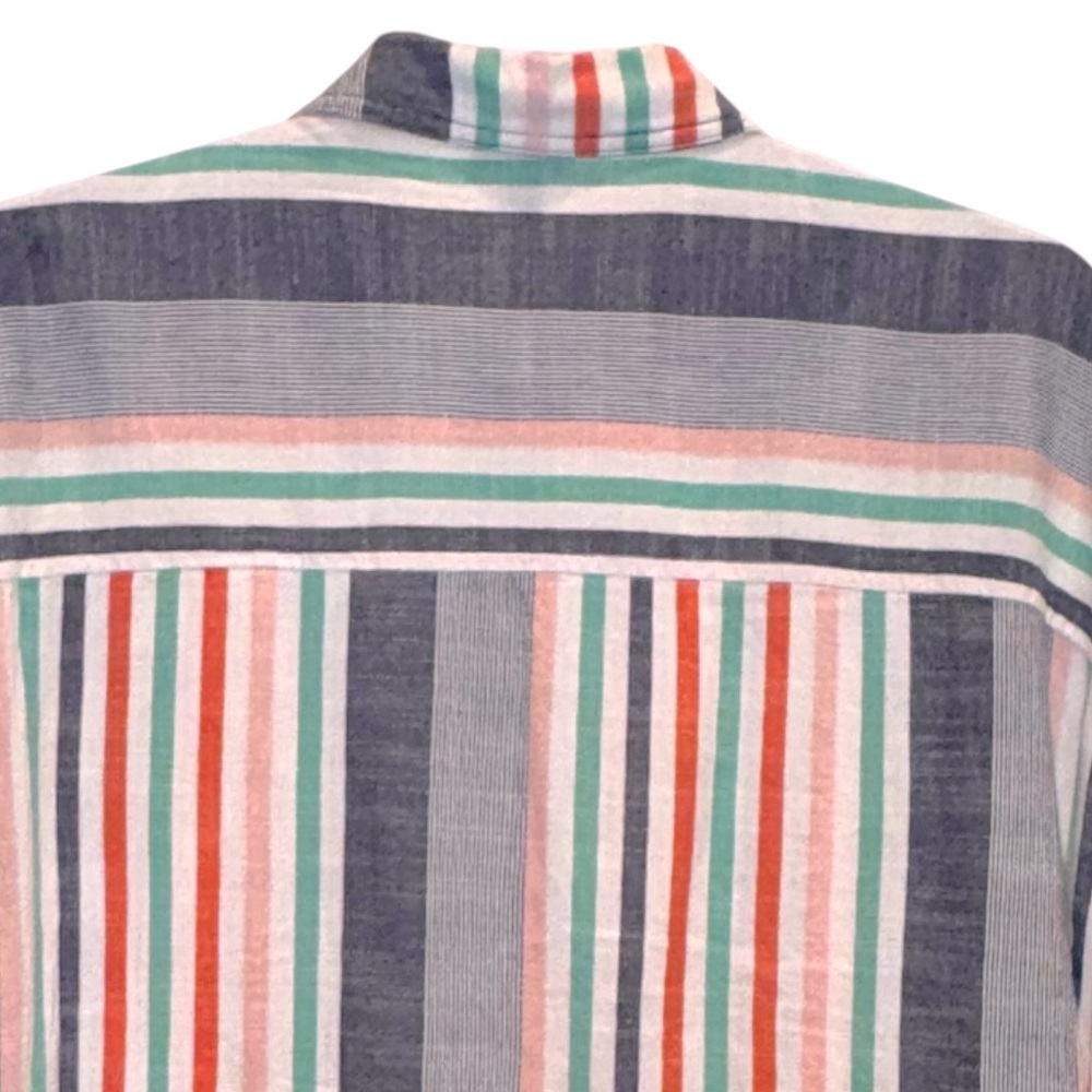 a.n.a A NEW APPROACH Sz S Striped Button Front Short Sleeve Cotton/Rayon Shirt - Picture 4 of 10